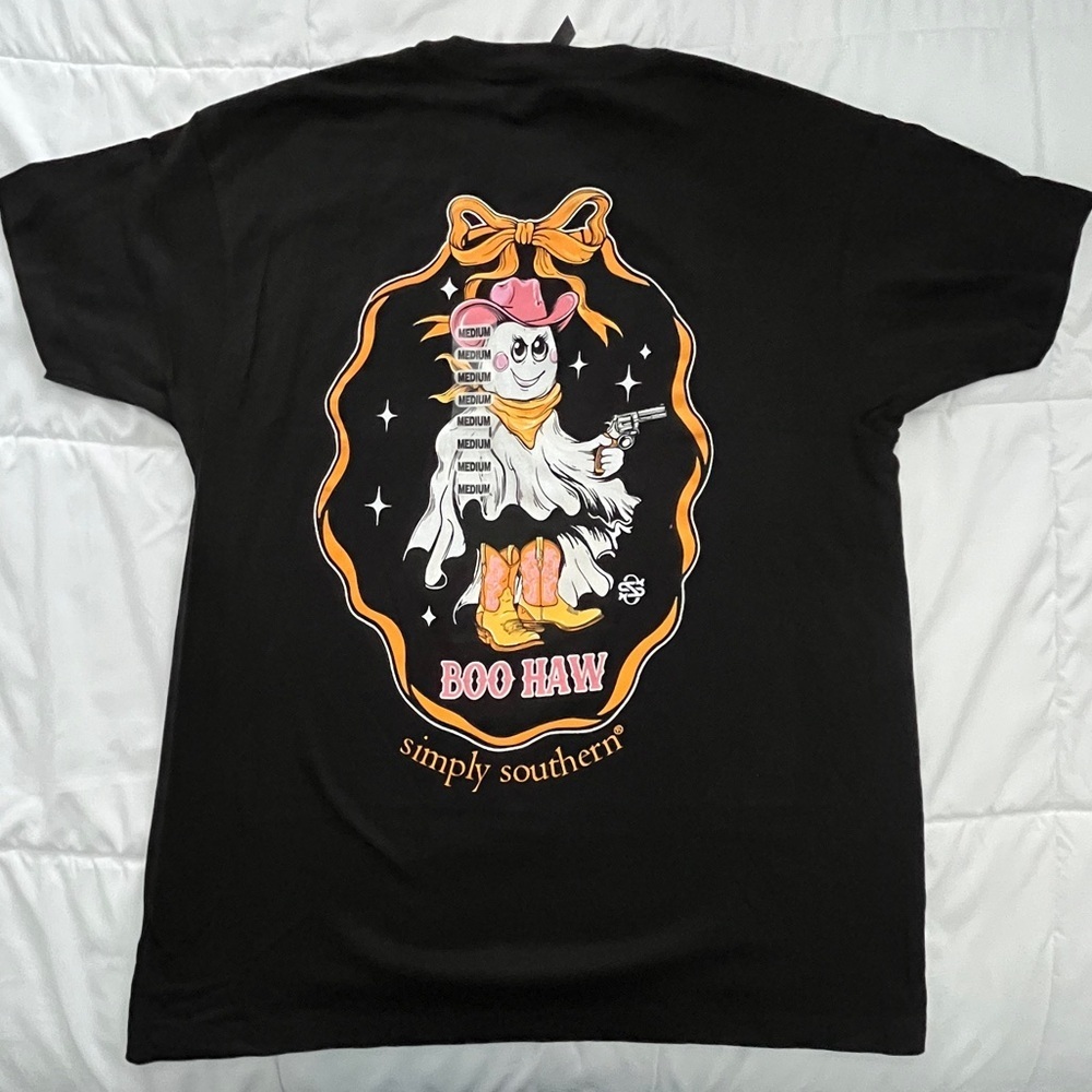 Simply Southern Black “Boo Haw”T-Shirt. Size Medium